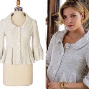 Allihop | Slubbed Terry Peplum Bell Sleeve Jacket